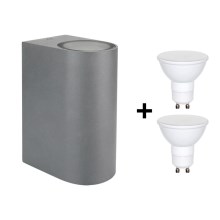 LED Vanjska zidna svjetiljka TORRE 2xGU10/6W/230V siva IP54