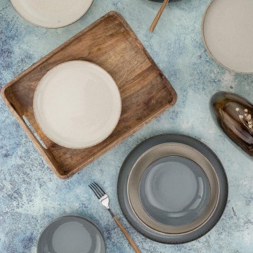 16-dijelni set za jelo, siva/bež, porculan