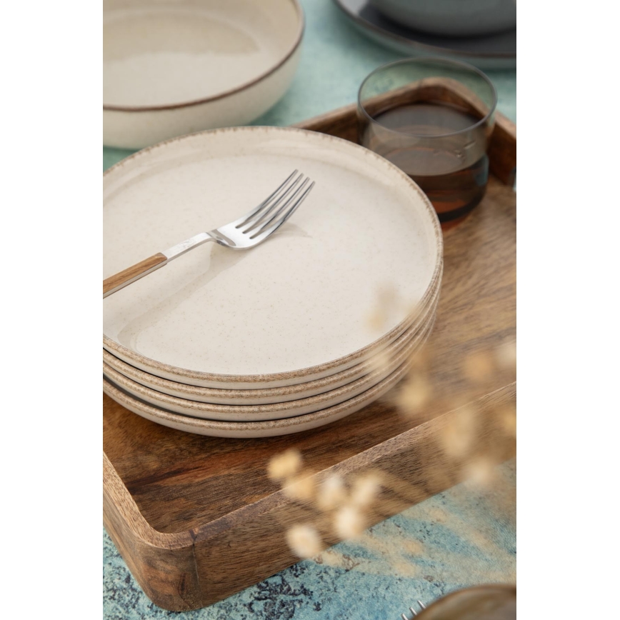 16-dijelni set za jelo, siva/bež, porculan