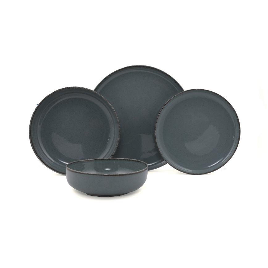 16-dijelni set za jelo, siva/porculan