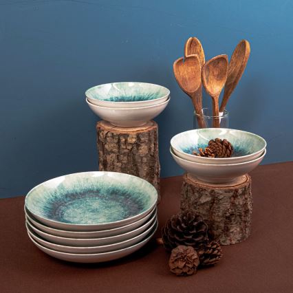 18-dijelni plavi set posuđa od porculana