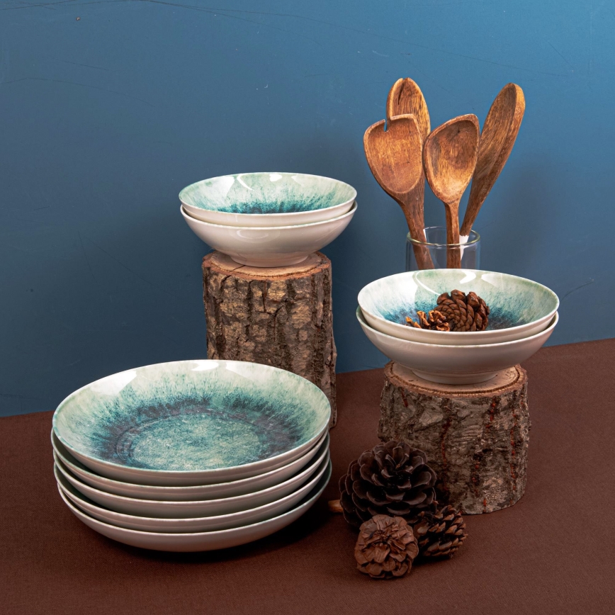 18-dijelni plavi set posuđa od porculana