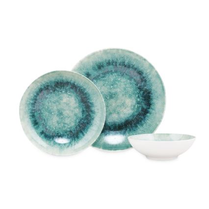 18-dijelni plavi set posuđa od porculana