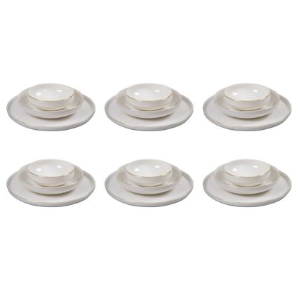 18-dijelni porculanski set za jelo u bijeloj boji sa zlatnim detaljima