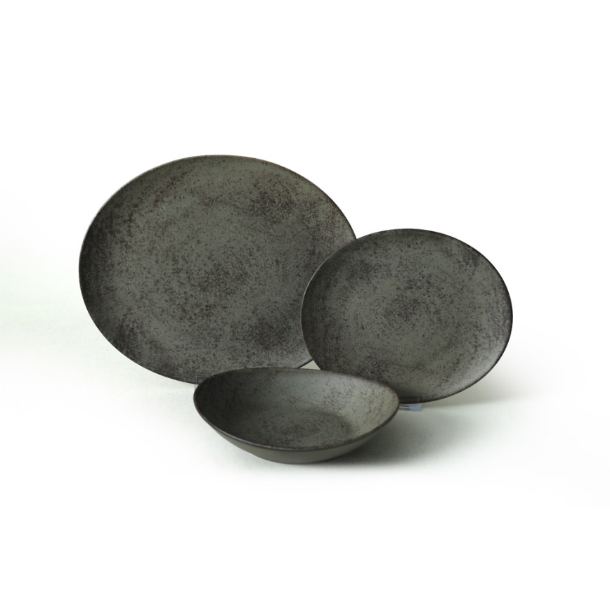 18-dijelni set posuđa antracit/zelena/kamenina