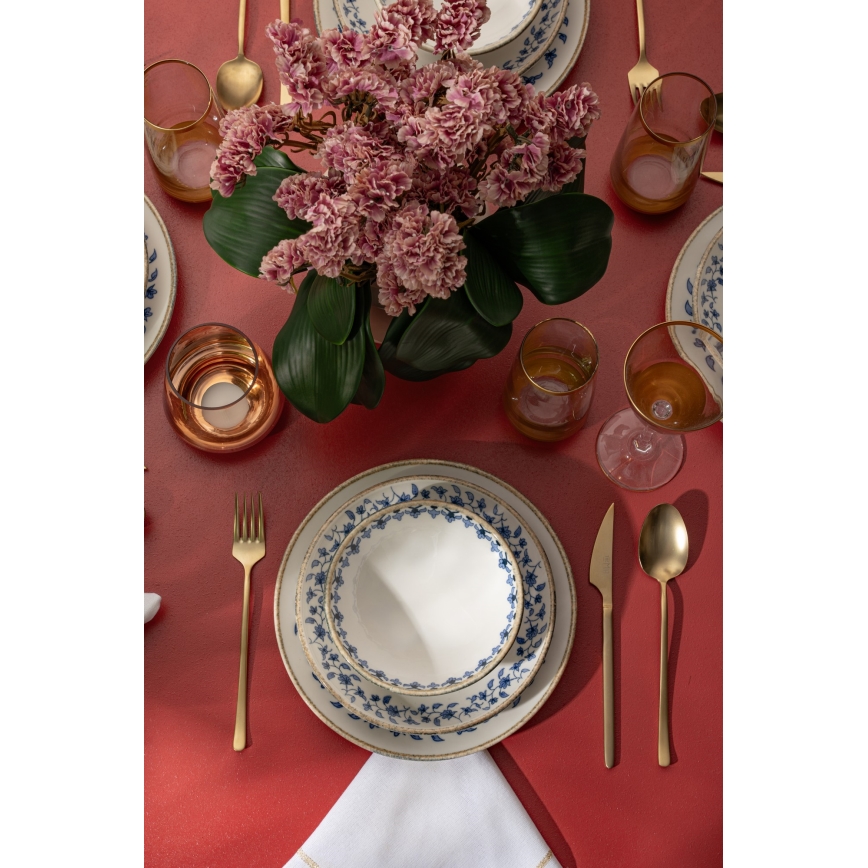 18-dijelni set posuđa, bijelo/plavo, porculan