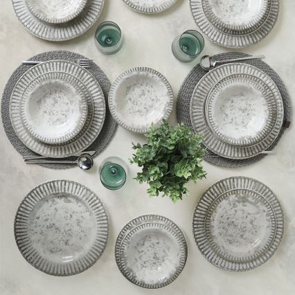 18-dijelni set posuđa, siva/keramika
