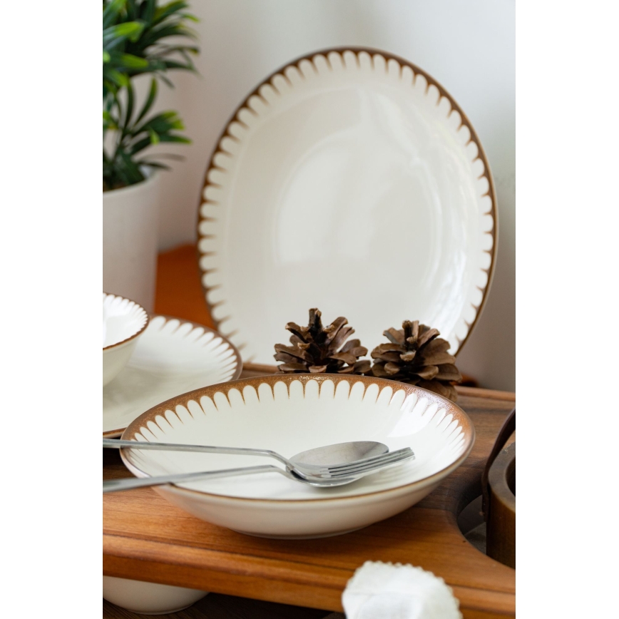 18-dijelni set za jelo bijeli/smeđi/porculan