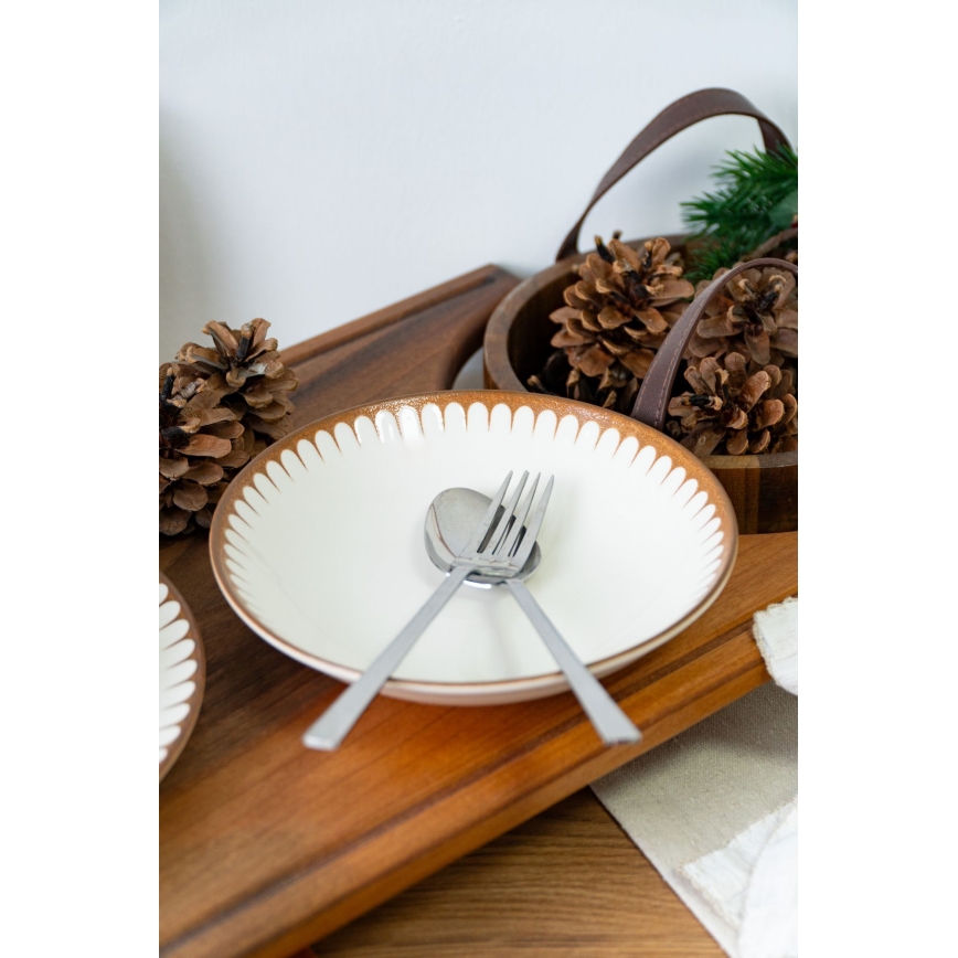 18-dijelni set za jelo bijeli/smeđi/porculan