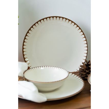 18-dijelni set za jelo bijeli/smeđi/porculan