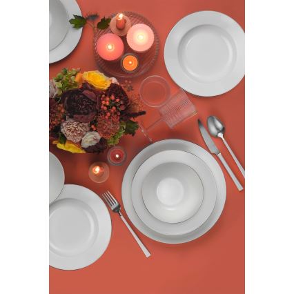 18-dijelni set za jelo, bijeli/srebrni/porculan