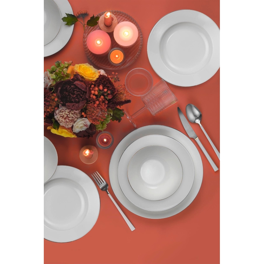 18-dijelni set za jelo, bijeli/srebrni/porculan