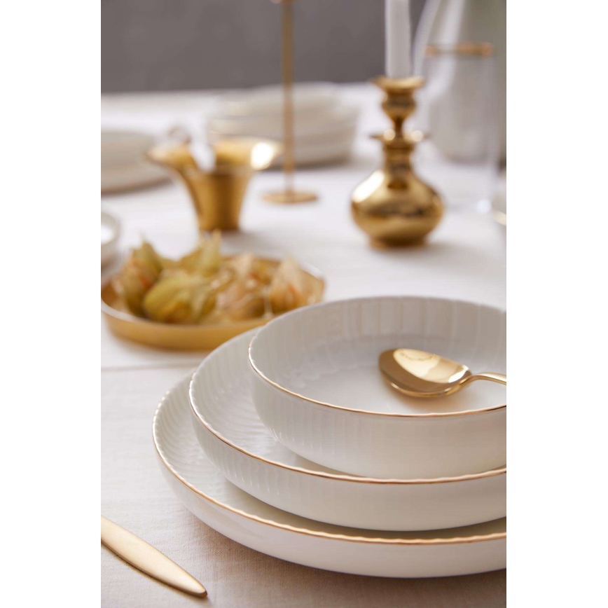 18-dijelni set za jelo, bijeli/zlatni, porculan