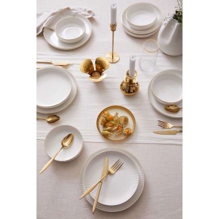 18-dijelni set za jelo, bijeli/zlatni, porculan