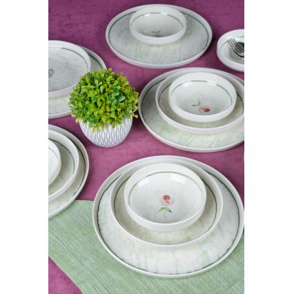 18-dijelni set za jelo, zelene boje, od porculana