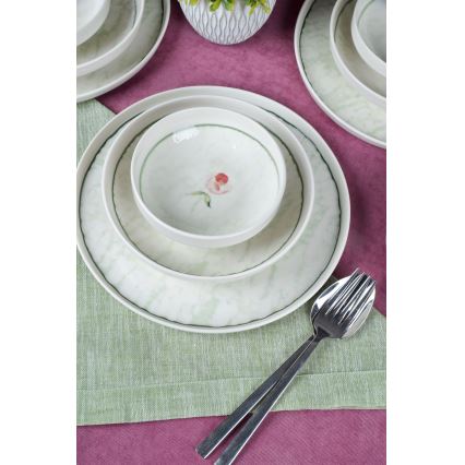 18-dijelni set za jelo, zelene boje, od porculana
