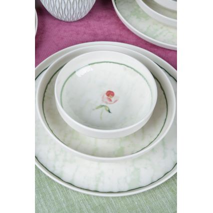 18-dijelni set za jelo, zelene boje, od porculana