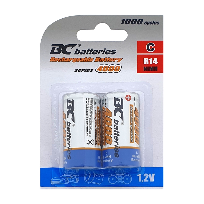 2 kom Punjiva baterija NiMH C 4000 mAh 1,2V