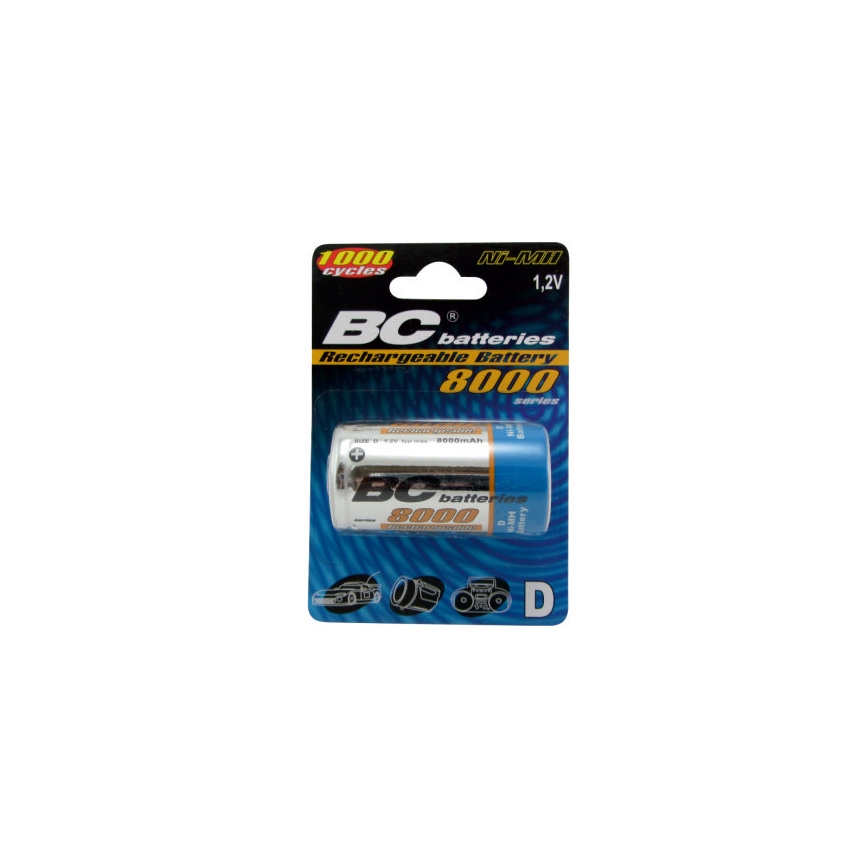 2 kom Punjivih baterija NiMH D 8000 mAh 1,2V