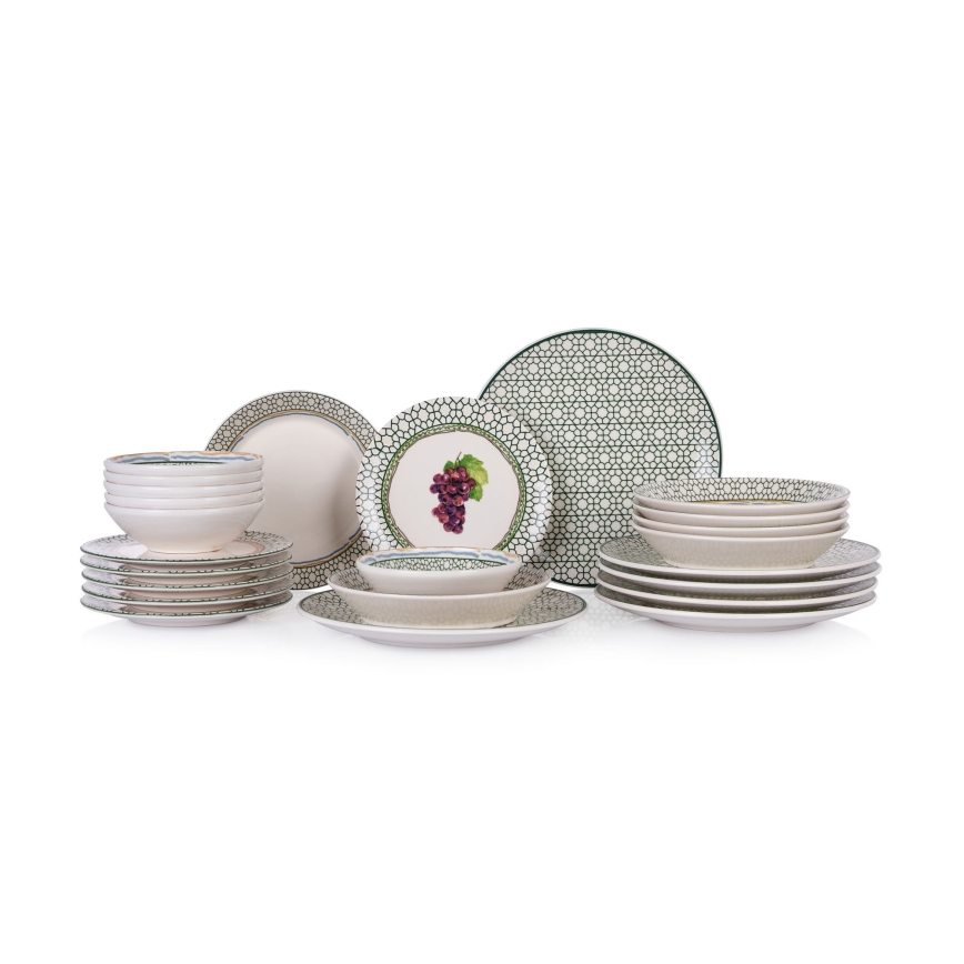24-dijelni keramički servis za jelo u više boja