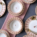 24-dijelni keramički set posuđa, bijeli/crveni/zlatni