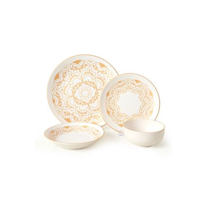 24-dijelni keramički set za jelo, bijeli/zlatni
