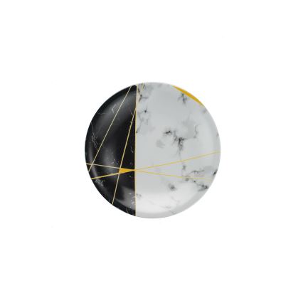 24-dijelni porculanski servis za jelo, crni/bijeli/zlatni