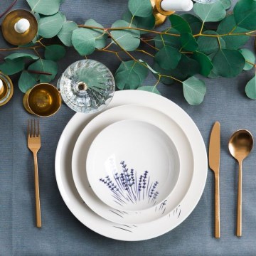 24-dijelni porculanski set za jelo, bijela/plava