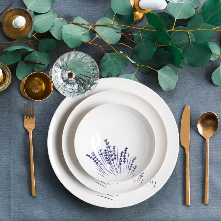 24-dijelni porculanski set za jelo, bijela/plava
