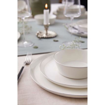 24-dijelni porculanski set za jelo, bijele i srebrne boje