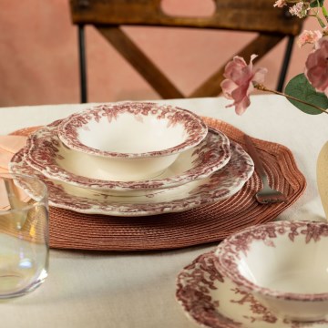 24-dijelni porculanski set za jelo, bijeli/ružičasti