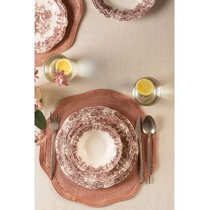 24-dijelni porculanski set za jelo, bijeli/ružičasti