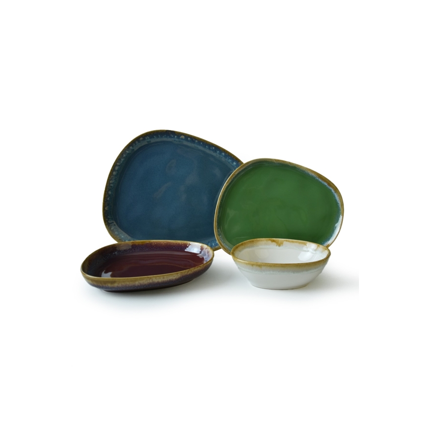 24-dijelni šareni set posuđa od kamenine