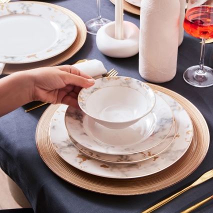 24-dijelni set posuđa, bijele/sive boje, porculan