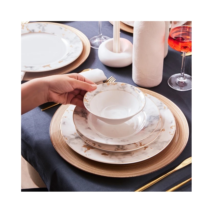 24-dijelni set posuđa, bijele/sive boje, porculan