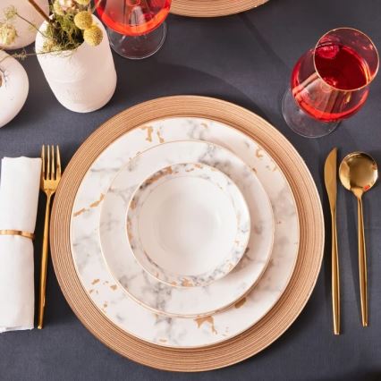 24-dijelni set posuđa, bijele/sive boje, porculan