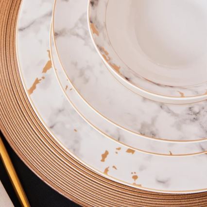 24-dijelni set posuđa, bijele/sive boje, porculan