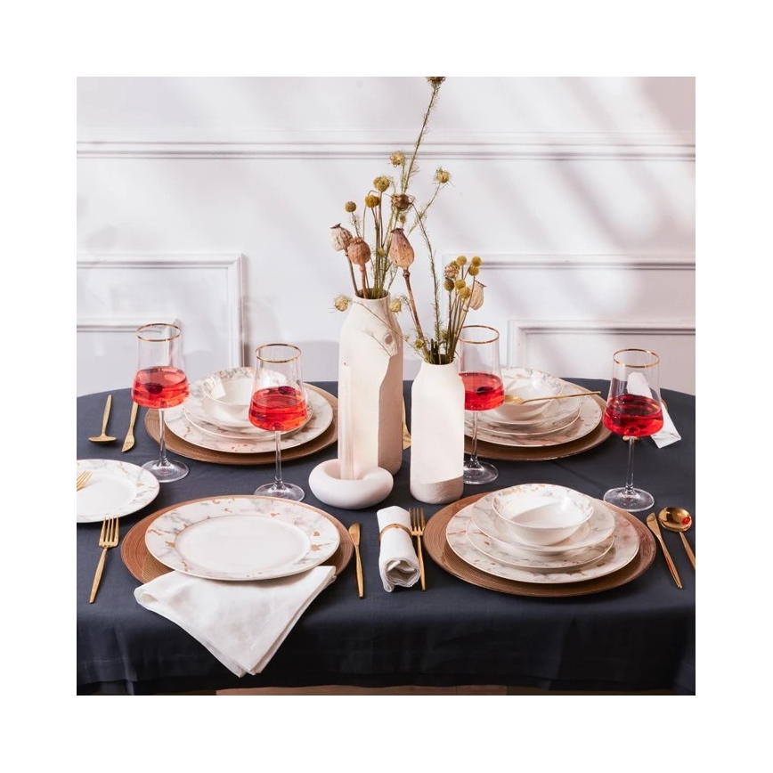 24-dijelni set posuđa, bijele/sive boje, porculan