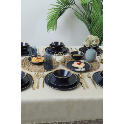 24-dijelni set posuđa plava/zlatna/keramika