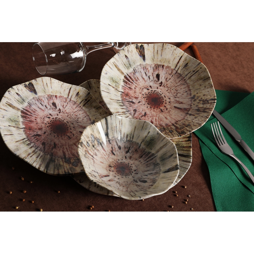 24-dijelni set posuđa, raznobojan/porculan