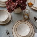 24-dijelni set za jelo, bež/smeđa, porculan