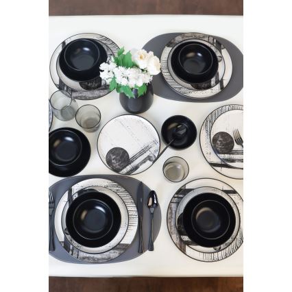 24-dijelni set za jelo bijela/crna/kamenina