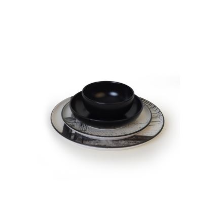 24-dijelni set za jelo bijela/crna/kamenina