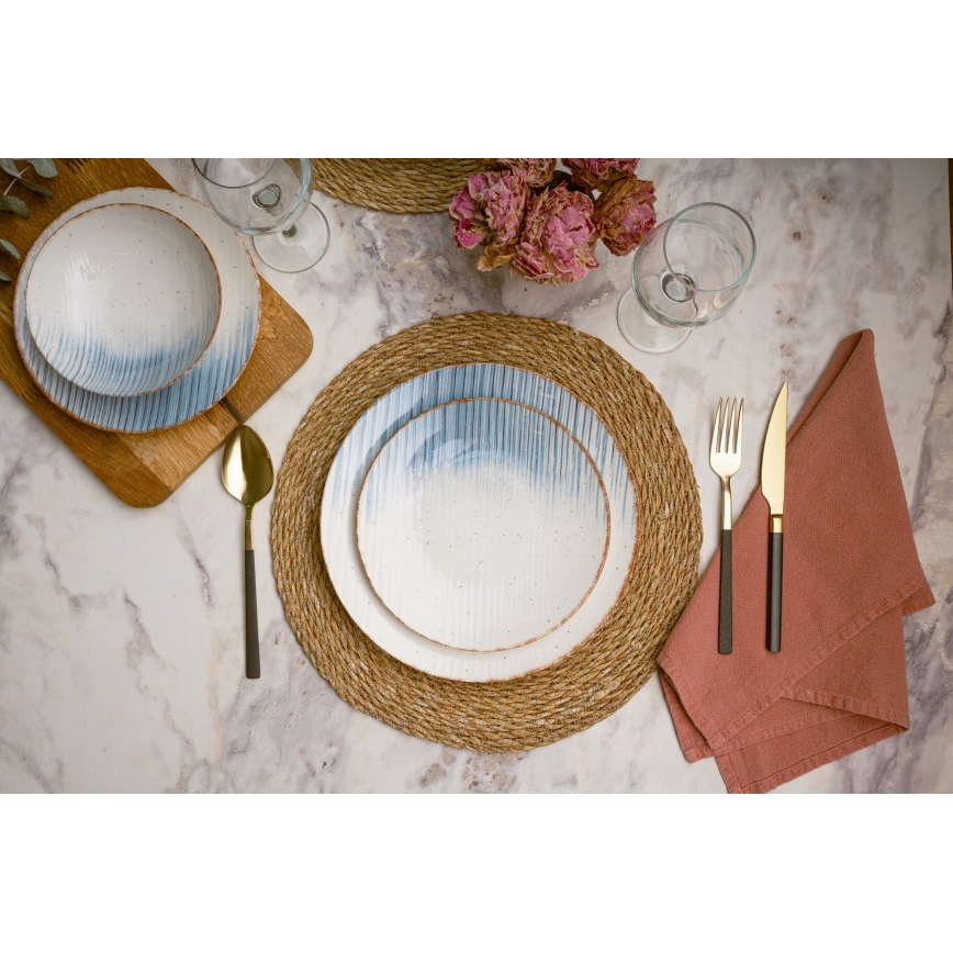 24-dijelni set za jelo, bijela/plava, porculan