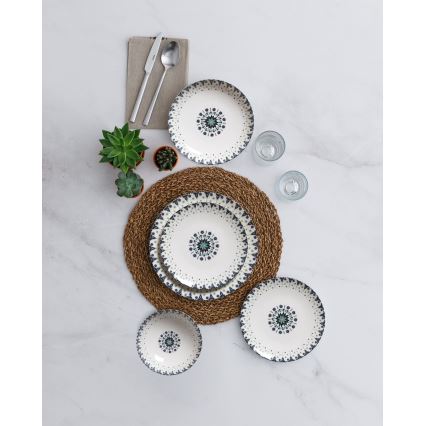 24-dijelni set za jelo, bijela/plava, porculan