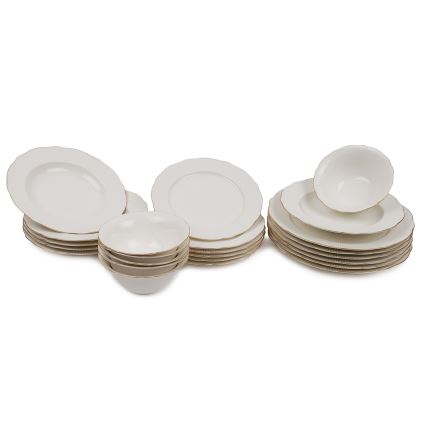 24-dijelni set za jelo, bijela/zlatna, porculan