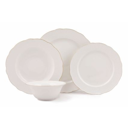 24-dijelni set za jelo, bijela/zlatna, porculan