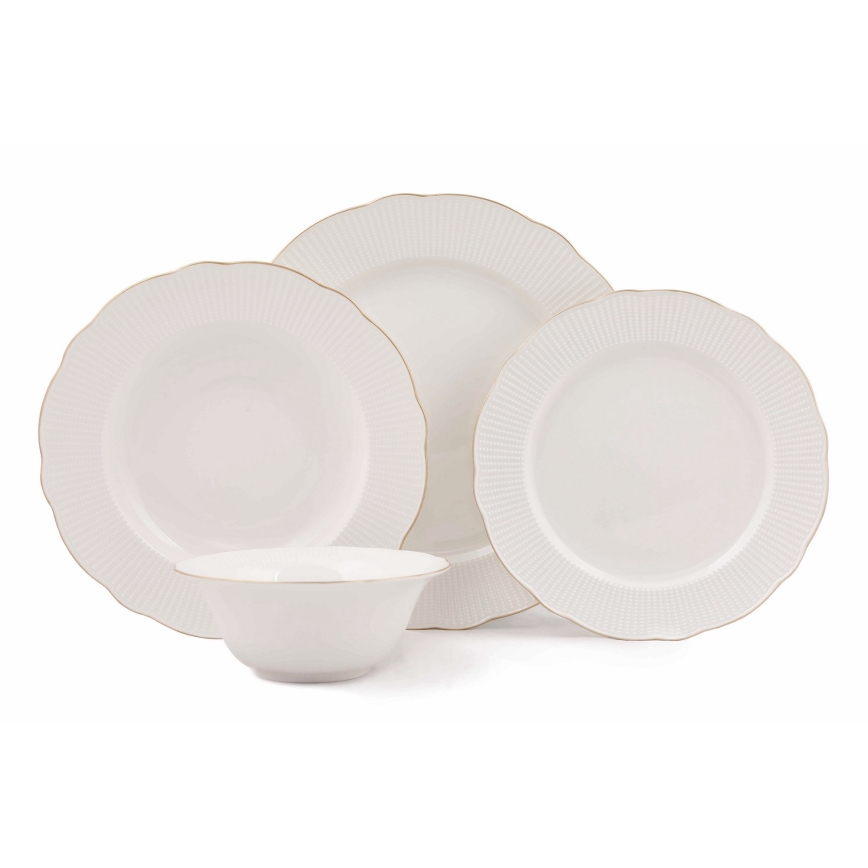 24-dijelni set za jelo, bijela/zlatna, porculan
