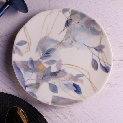 24-dijelni set za jelo, bijele/plave boje, porculan