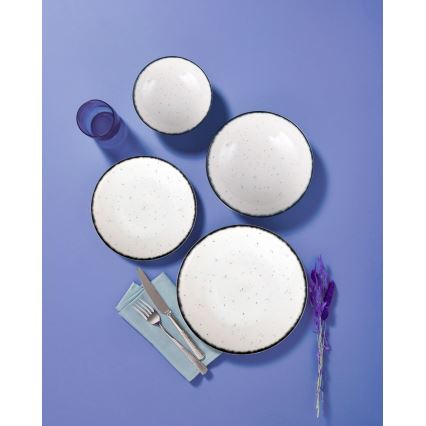 24-dijelni set za jelo, bijeli/crni, porculan